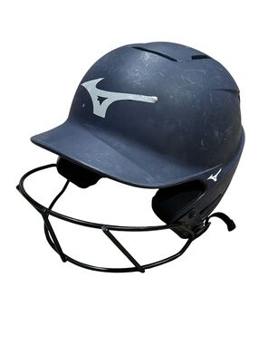 Mizuno Navy and Black Batting Helmet with Face Guard